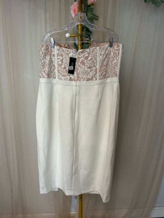 City Chic Ivory Strapless Lace Dress Corset Midi Wedding Bridal Shower Formal - Picture 5 of 6